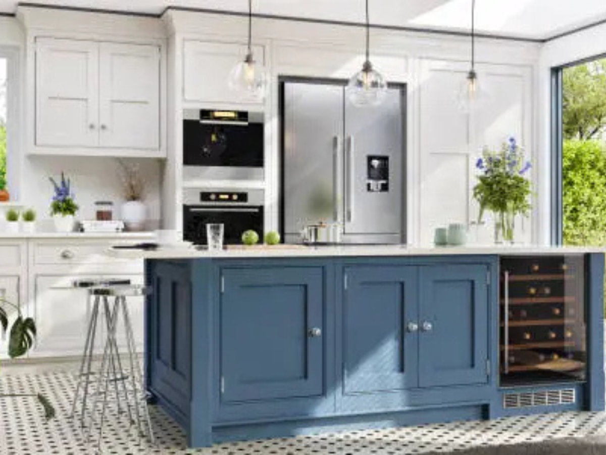 Navy Blue Island Kitchen